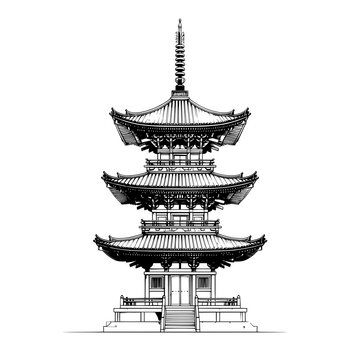 Japanese Pagoda Outline Drawing
