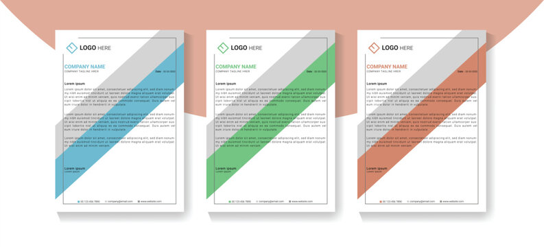 Modern abstract corporate stationery template with colorful diagonal elements and clean business layout