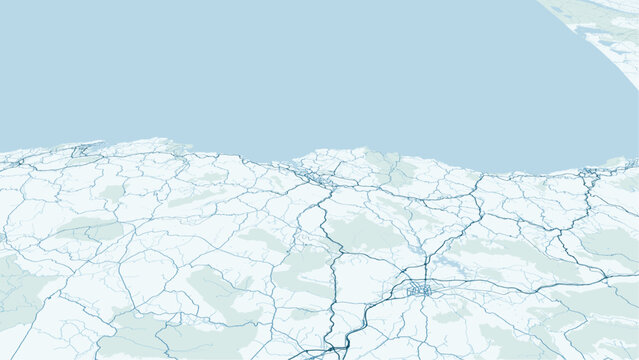 Modern minimalist vector map of Bilbao, Spain. High-quality scalable illustration of Bilbao city grid, Nervion River, and Casco Viejo layout for posters and urban design.