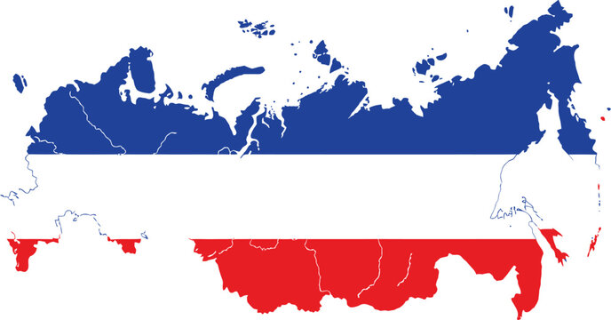 Russia map with flag colors