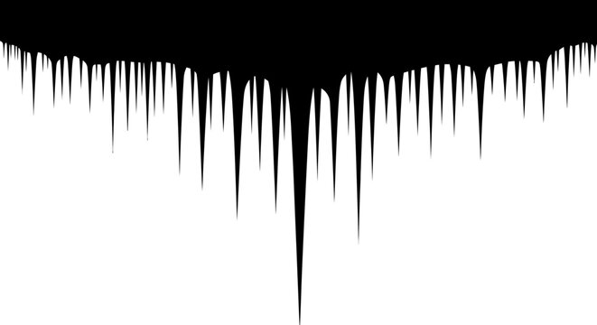 Black paint drips down on white background creating abstract texture and pattern