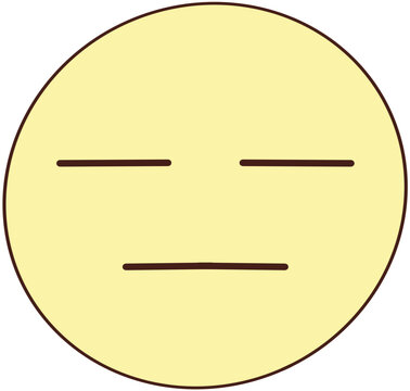 Neutral yellow emoji face with straight line eyes and mouth
