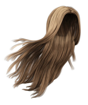 3d render extra long straight blonde hair isolated