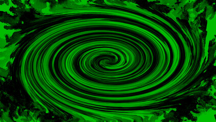 Fondo verde abstracto en espiral, agujero negro. © Menorcaevo