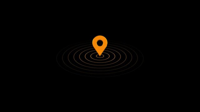 3D GPS location icon animation on black background. 3D location pin animation. Location 4k animation. 3D GPS icon animation