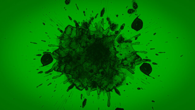 Fondos verdes abstractos con manchas de tinta negra. 