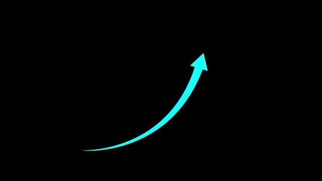 Business growth arrow animation on black background.
