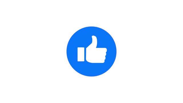 Animated FB Facebook like Button,on a white background.