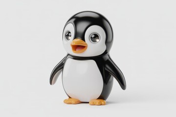 Fototapeta premium 3d cartoon penguin with open beak on white background, animal
