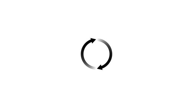 Circle arrow refresh and reload icon animation on white background.
