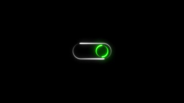 The switch changes from off and on button animation on a black background.