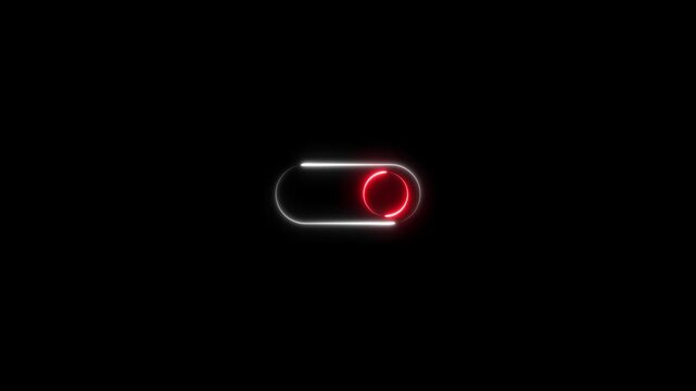 The switch changes from off and on button animation on a black background.