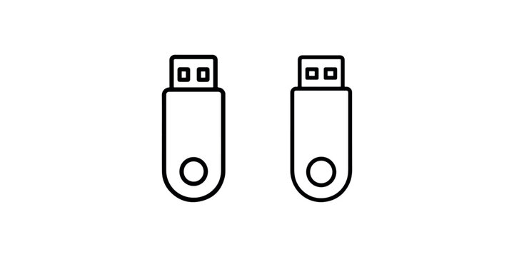 Usb flash drive icon vector illustration flat design style memory stick icon for web site app ui, computer accessories vector art, digital storage device.