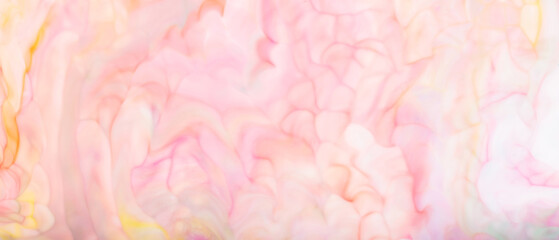 Fototapeta premium Abstract soft pink and yellow marbled watercolor background with delicate swirling pattern