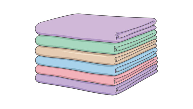 Folded Bed Sheets Stack Vector Illustration on PNG Background, Pastel Bedding Set Design, bed sheets, folded sheets, bedding, linen, home textile, fabric stack, sheets stack, bedding set, pillowcase, 