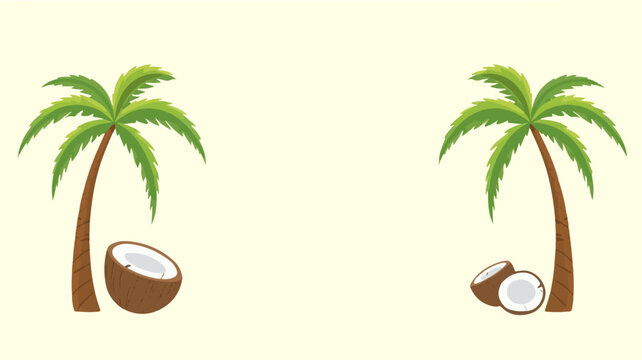 Template vector coconut tree.  cartoon  element for summer edition with flat design
