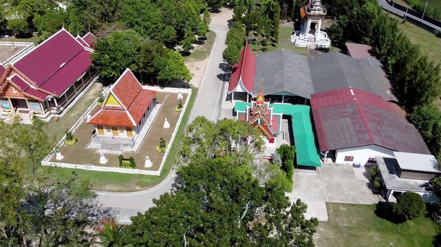 Aerial view of Choeng Thale Temple in Phuket, Thailand