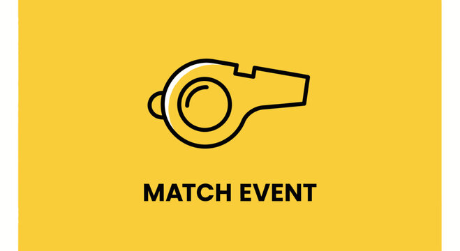 Referee Whistle Illustration for Match Event Symbol on Eye-Catching Yellow Background