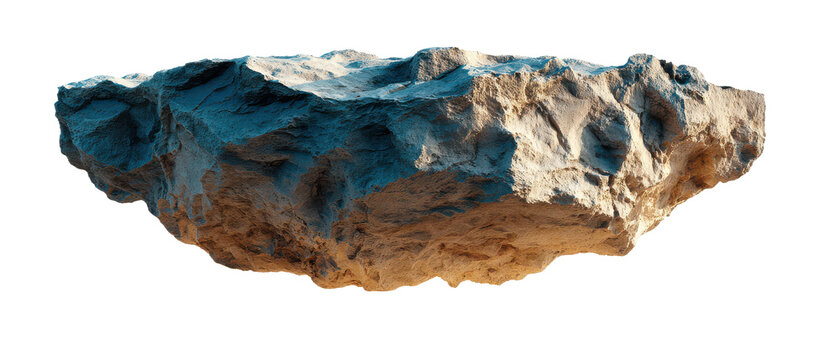 Isolated textured rock fragment with dramatic lighting