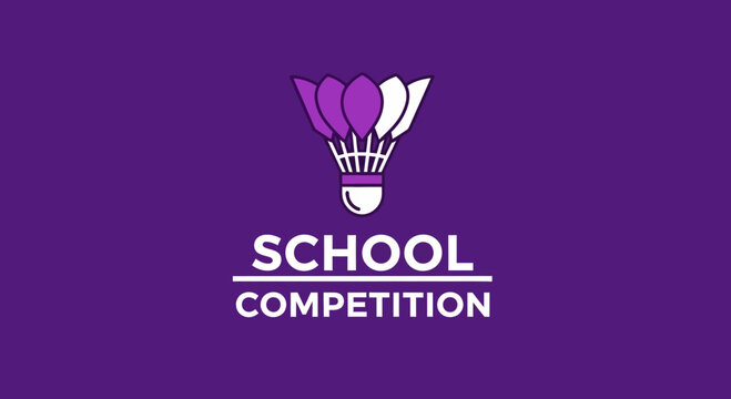 School Badminton Competition Logo Design On Purple Background For Promotion