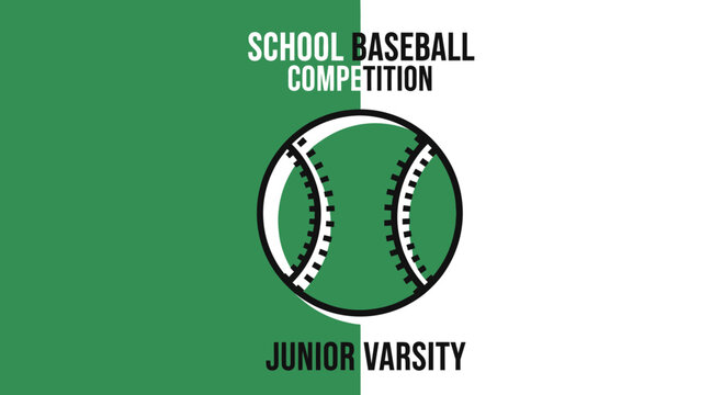 School Baseball Competition Junior Varsity Promotional Green and White Design Graphic