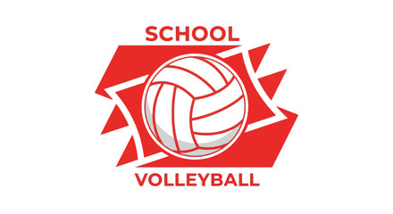 Fototapeta premium School Volleyball Club Emblem in Red Color for Athletic Competitions and Sports Events