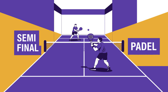 Semi Final Padel Match Graphic Depicting an Intense Sporting Competition in Play.
