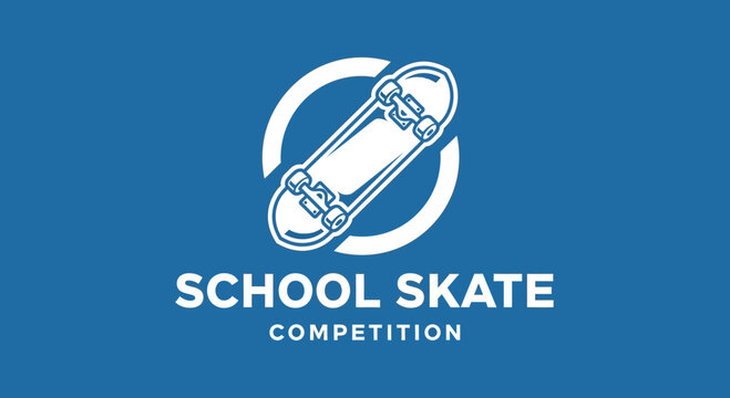 School Skate Competition Logo: Emblem with a Skateboard and Urban Sport Theme