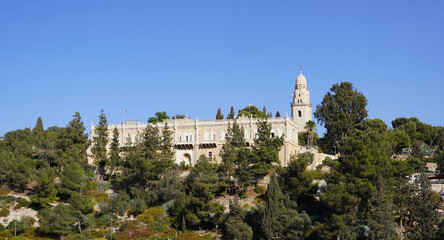 Fototapeta premium Abbey of the Dormition on Mount Zion in Jerusalem.Israel.