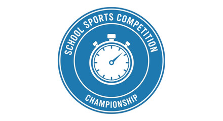 Fototapeta premium School Sports Competition Championship Emblem on a Bright Blue Circular Illustration