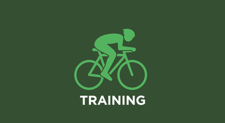 Fototapeta premium Silhouette Cyclist Performing Training on a Bicycle Against a Green Background Graphic Design