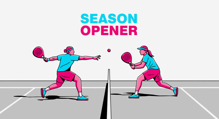 Fototapeta premium Season Opener: Sporty Illustration Depicting a Paddleball Match in Play, Ready For Action