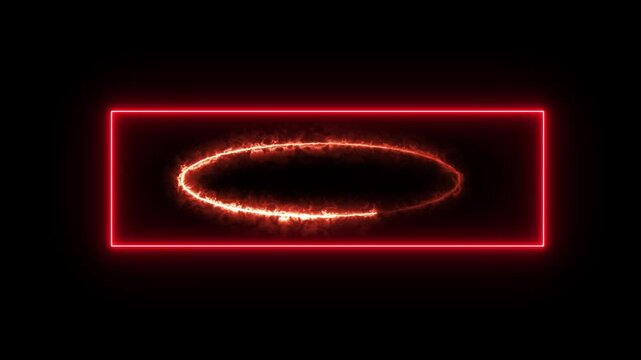 Glowing saber rectangle neon frame background animation . Seamless Loop, neon glowing frame background.