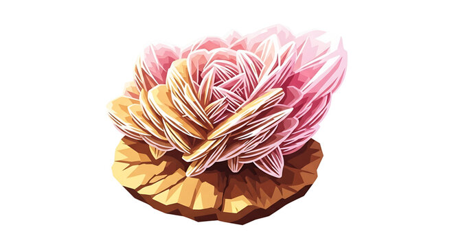 Desert rose crystal mineral formation, a unique gypsum or barite cluster with roselike petals