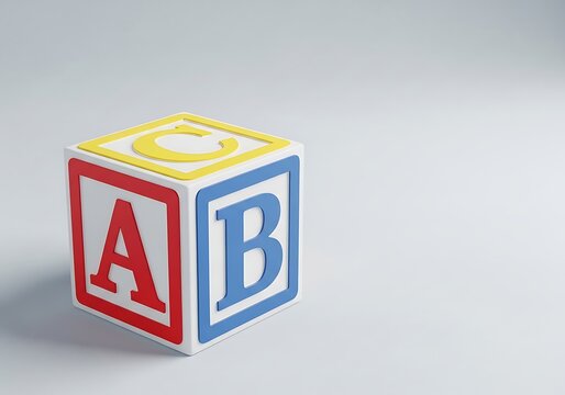 Single plastic a b c alphabet block with letters a and b on white background