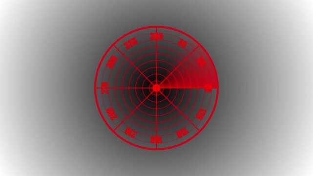 Red Color Rader searching animation. Rader Hud technology signal waves animated