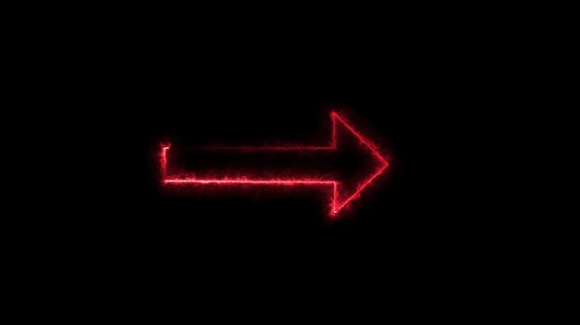 Glowing neon blue arrow icon swipe animation right to on white background. Neon blue left or back arrow icon animation.