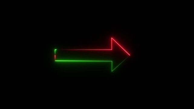 Glowing neon blue arrow icon swipe animation right to on white background. Neon blue left or back arrow icon animation.