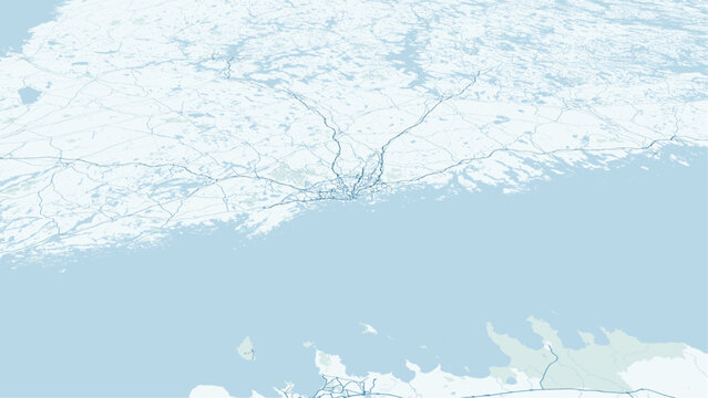Modern minimalist vector map of Helsinki, Finland. High-quality scalable illustration of Helsinki city grid, Suomenlinna, and Baltic Sea coastline for posters and urban design.