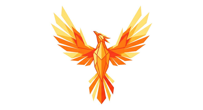 Geometric phoenix bird logo design, stylized fire bird illustration, abstract vector graphic