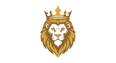 Obraz premium Golden lion head with crown logo.