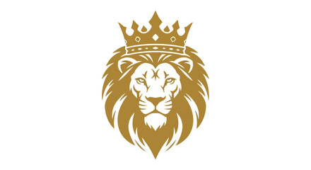 Fototapeta premium Golden lion logo with crown.