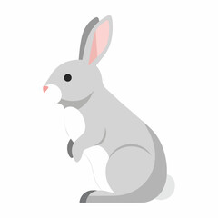 Fototapeta premium Cute Grey Rabbit Sitting Alone.