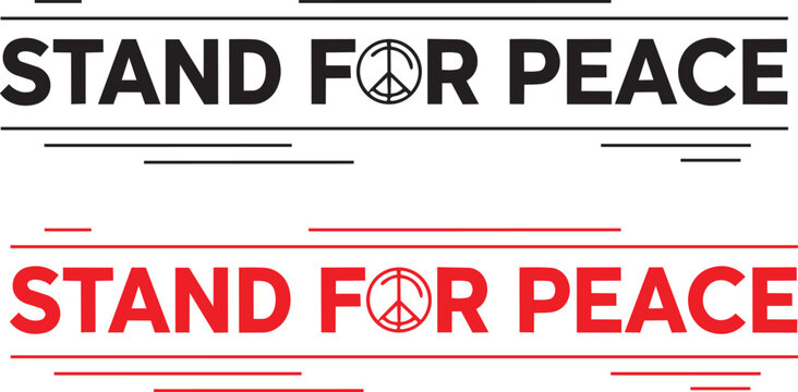 Minimalist stand for peace text design with delicate lines for world humanitarian day icon.