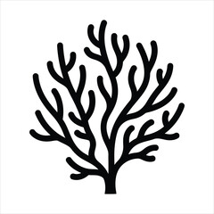 Fototapeta premium Branching coral reef marine life vector silhouette illustration