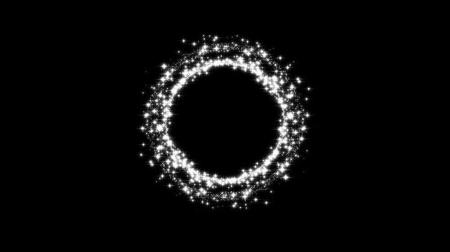 4k white twinkling glitter stars trail with magic sparkle dust, fast shimmer line motion, fairy particle burst and elegant starlight transition on black screen background overlay effect