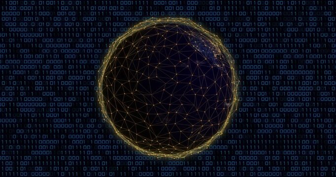Pulse sparking globe tracing triad arcs reroute meet-scatter trails fade line split mapping data