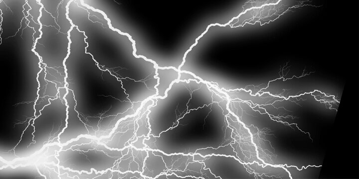Abstract grunge texture background, black marble background with white veins. Massive lightning bolt with branches isolated on black background. Gray Marble Texture Template Background. 