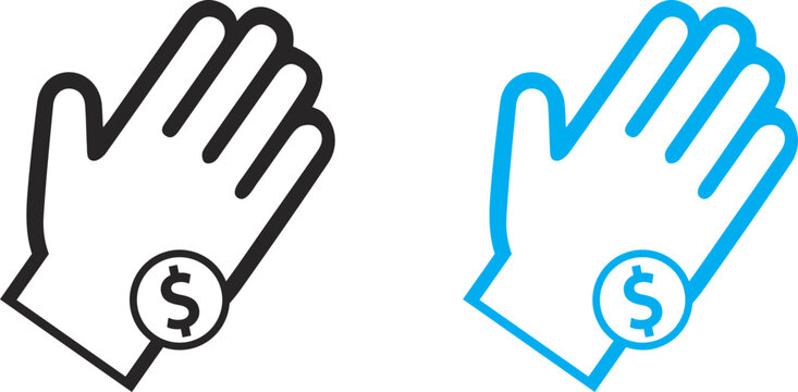 Financial hand icons with dollar sign
