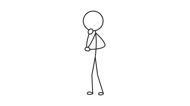 Defensive Stick Figure Character Standing with Arms Crossed on an Isolated White Background